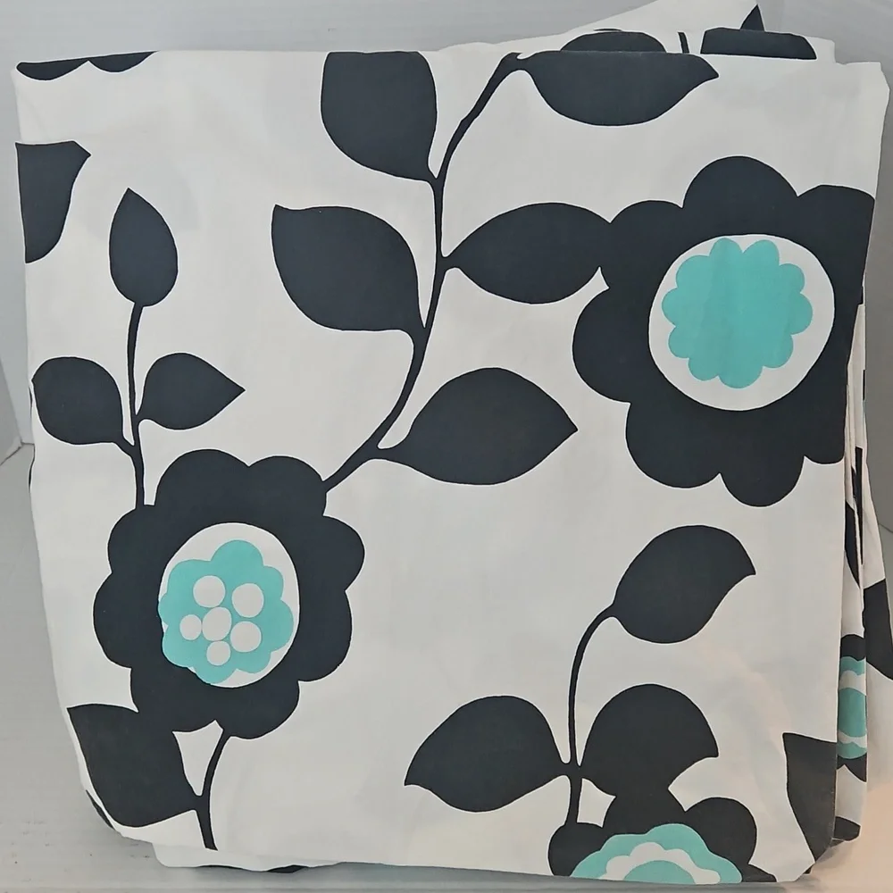 Pottery Barn Teen Nouveau Floral Teal Black Cotton Queen Duvet Cover
